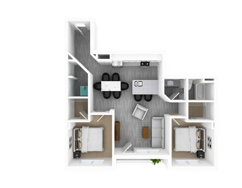 Floor plan for 2 beds, 1 bath, 1234 sqft